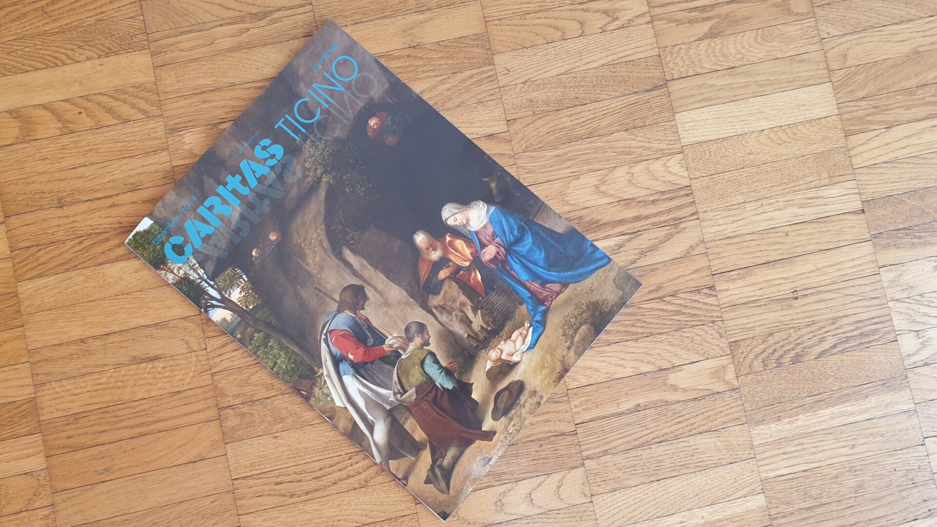 La rivista di dicembre 2019 con in copertina l'adorazione dei Magi del Giorgione.