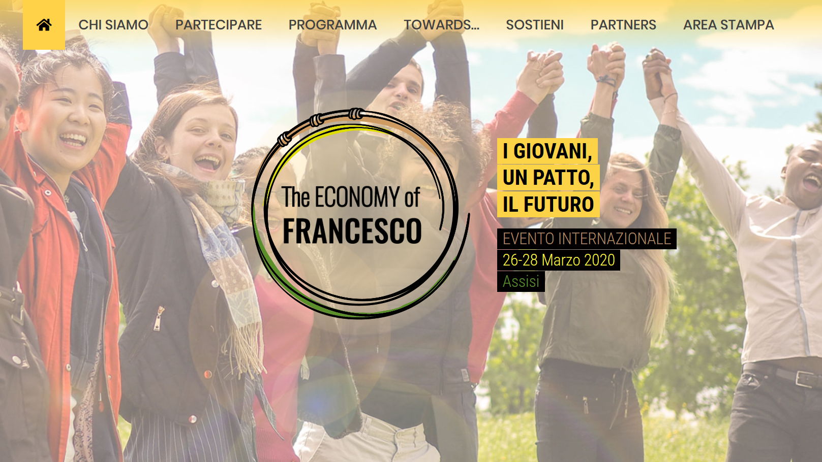 L'home page del sito dell'evento per i giovani che si svolgerà ad Assisi a novembre.