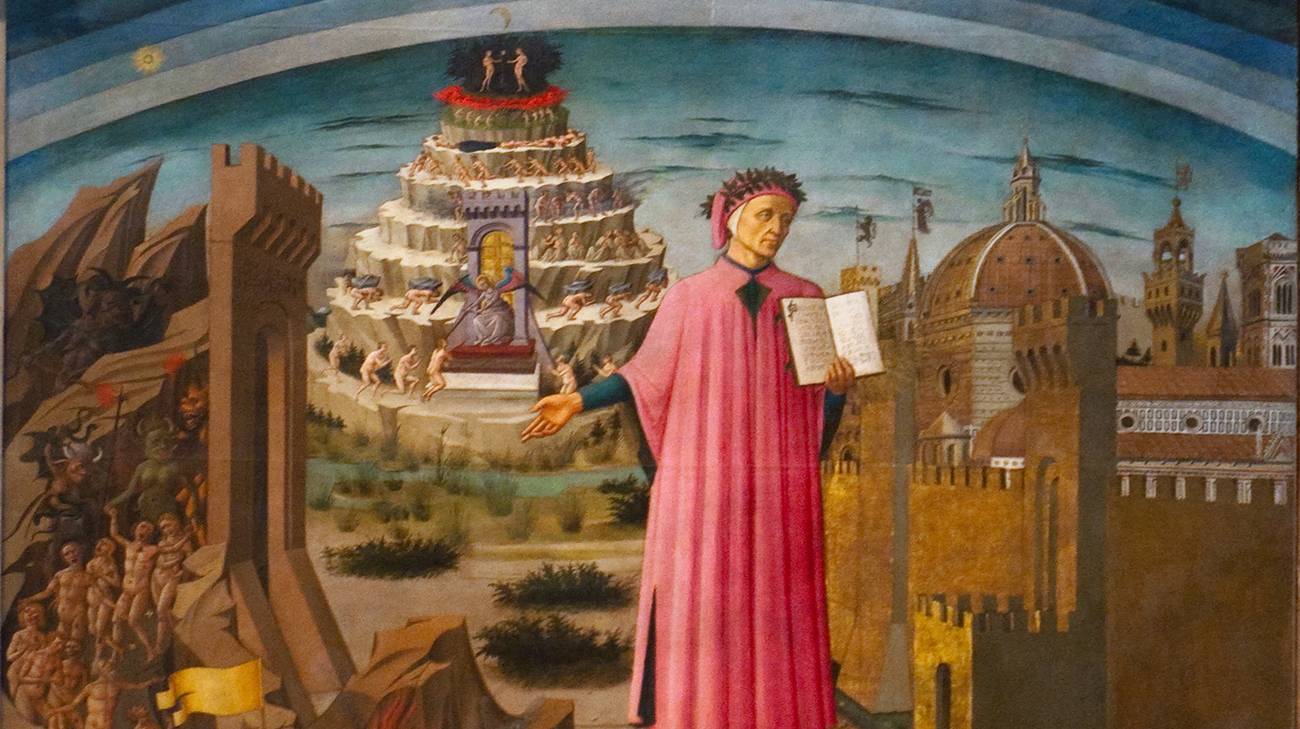 «Dante e il suo poema», affresco di Domenico di Michelino nella cattedrale di Santa Maria del Fiore a Firenze.