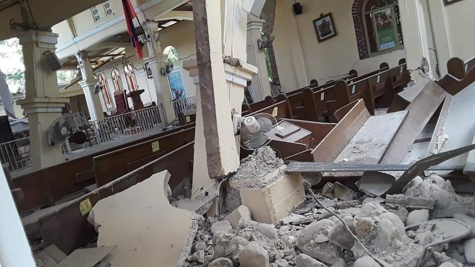 La chiesa di L'Asile ad Haiti, distrutta dal sisma del 14 agosto 2021.