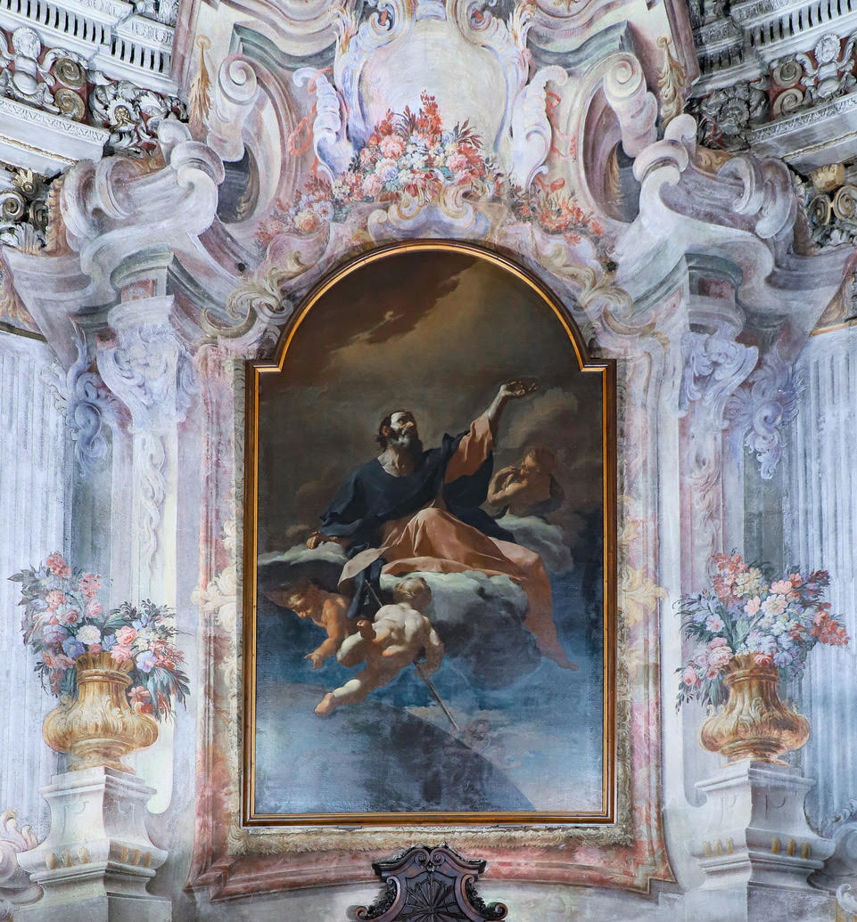 Pala dell’altare maggiore 
con la Gloria di Sant’Antonio 
di Giuseppe Antonio Petrini