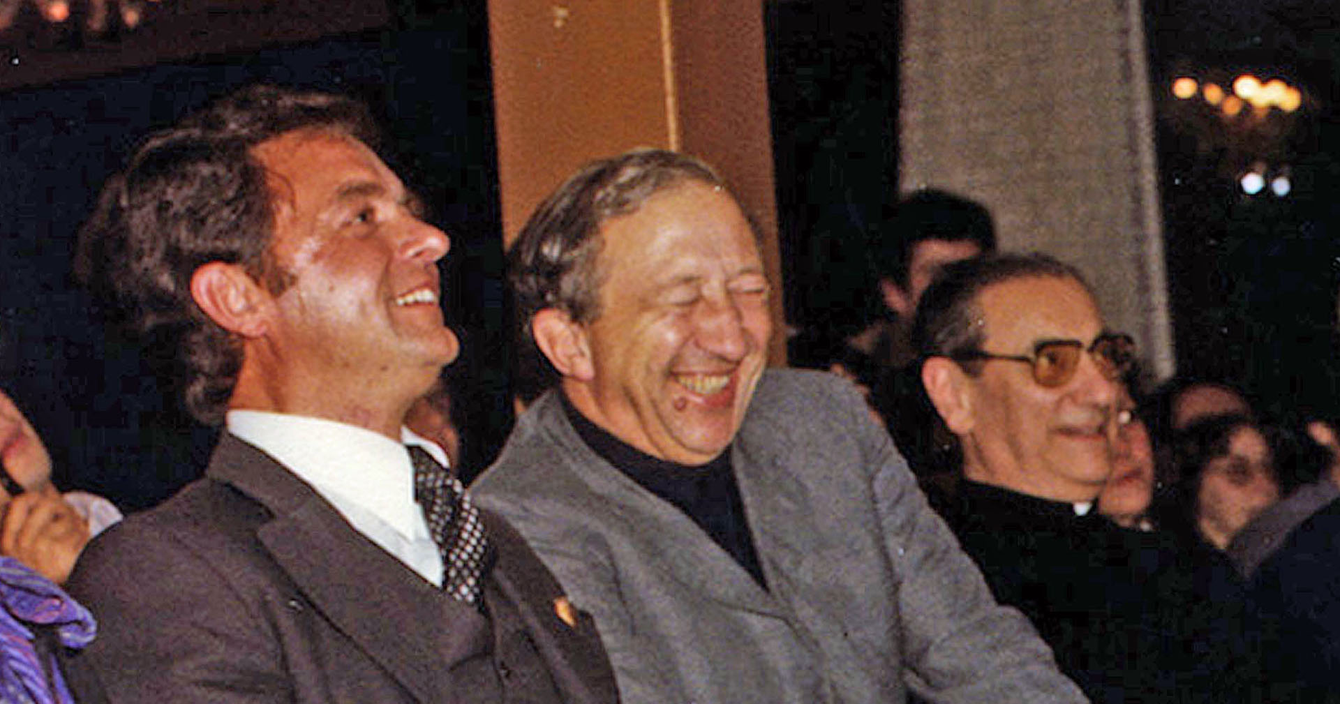 Da sinistra, don Eugenio Corecco (poi vescovo di Lugano), don Luigi Giussani e don Corrado Cortella a Claro nel 1981.