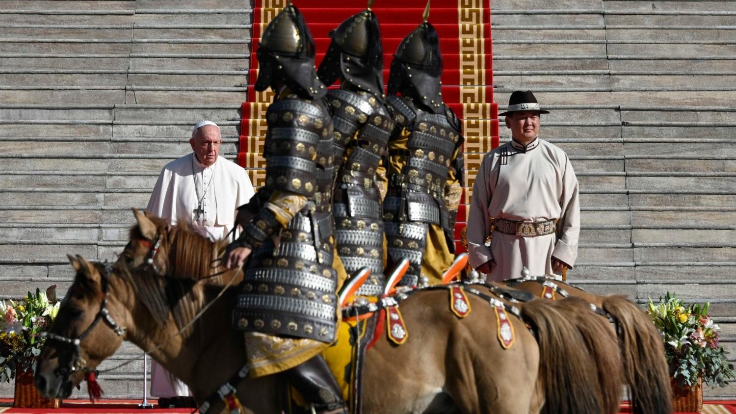Il Papa con il presidente della Mongolia